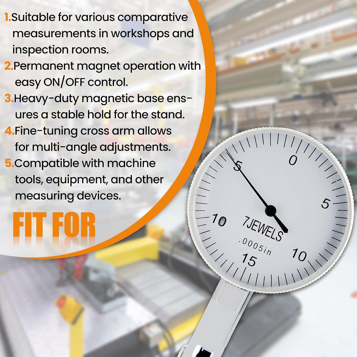 Dial Indicator 0.0005 Brass Test Indicator for Engineer Measurement