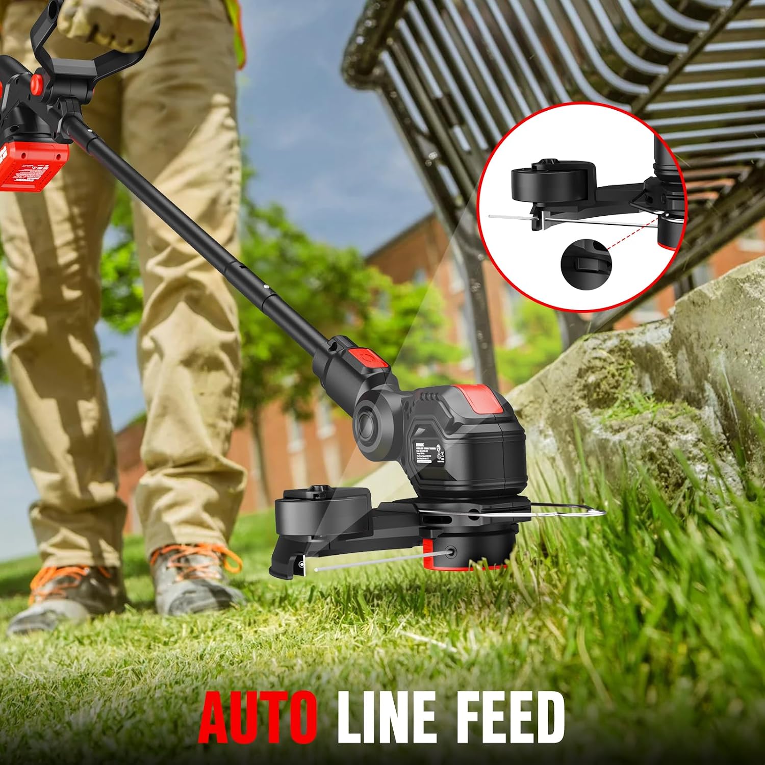 2-in-1 Cordless Weed Wacker & Edger, 20V 12'' Electric Weed Eater | Auto Line Feed, Battery Powered String Trimmer