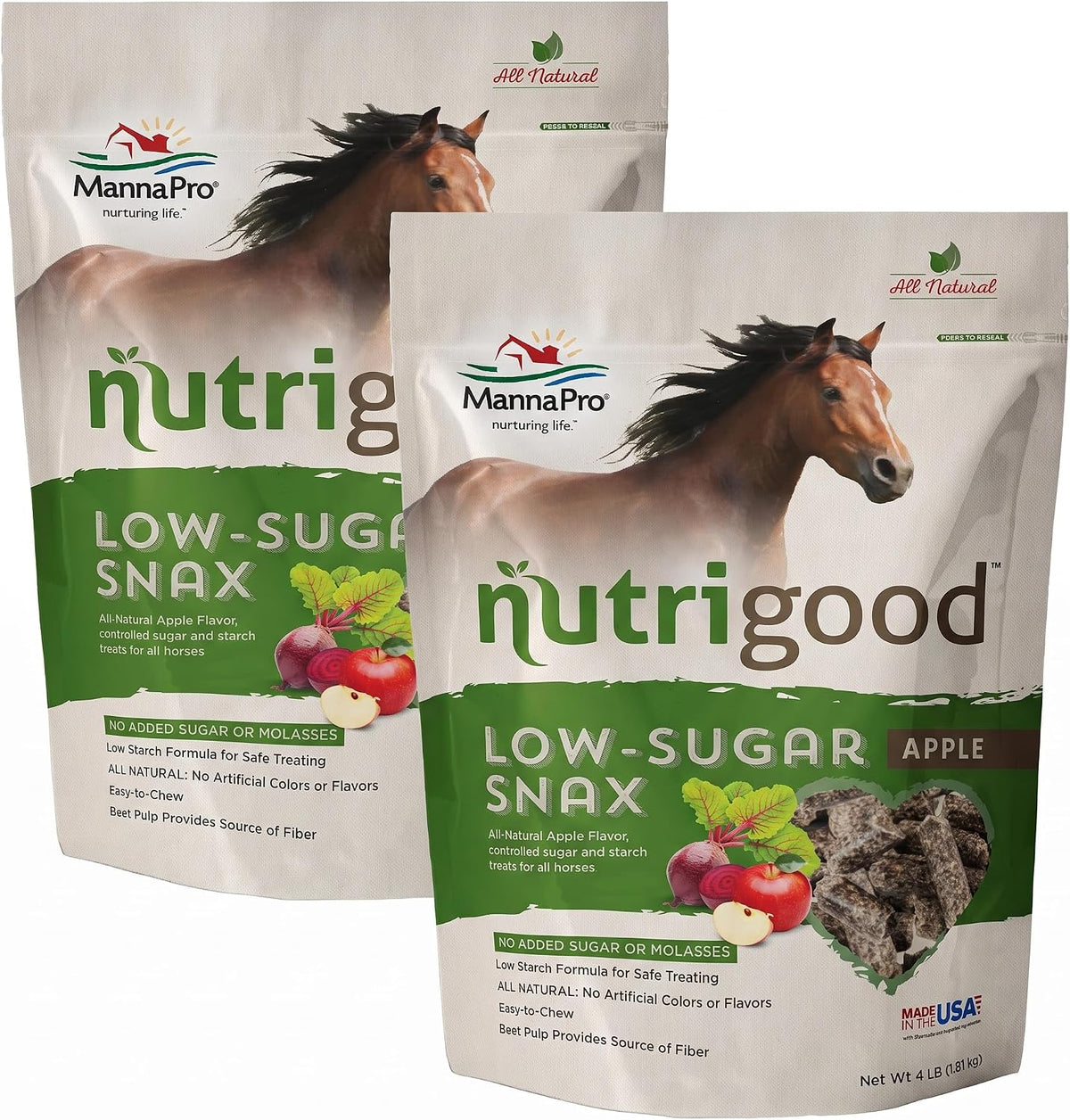 NutriGood Low-Sugar Apple Snax Horse Treats,All-Natural,No Added Sugar or Molasses,Low-Starch Formula,Ideal for