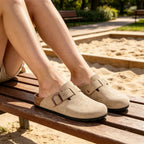 Women's Suede Clogs, Slip-On Mules with Cork Footbed