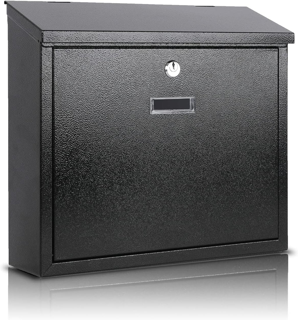 Mail Boxes with Key Lock,Locking Mailbox Wall Mounted,Security Mailbox with Lock and Key,Large Capacity,Steel Cover