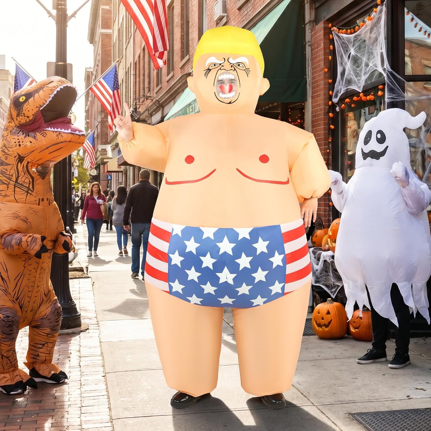 President Inflatable Costume for Adults, Funny Sumo Blow Up Costume for Halloween Party Holiday Cosplay