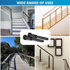 10 Pack 1/8" Stainless Steel Cable Railing Hardware Kit T316, Black