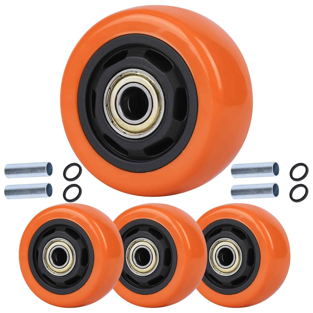 3" Caster Replacement Wheels Heavy Duty Polyurethane 4 Pack Orange