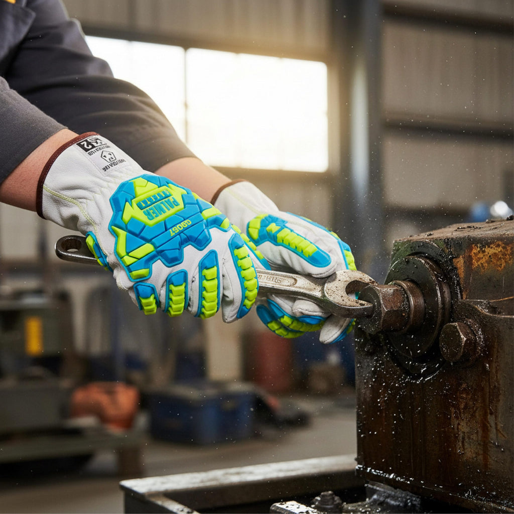 PS360 Cut Resistant Work Gloves ANSI A7, Impact Resistant Goatskin Leather, Hi-Vis TPR, Small