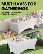 Spandex Tablecloth 8ft - 6 Pack, Fitted and Stretch Table Cover for Rectangle Tables, Wrinkle-Resistant and Secure