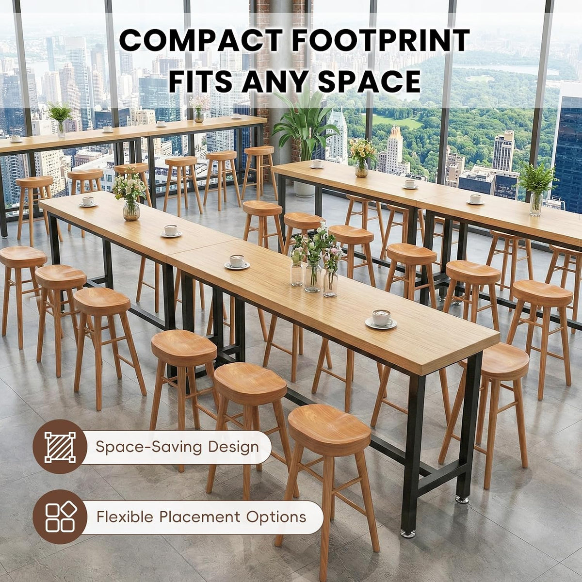Bar Table Industrial Kitchen Dining Counter Height Table Rectangular High Top Pub Table with Sturdy Metal Legs for