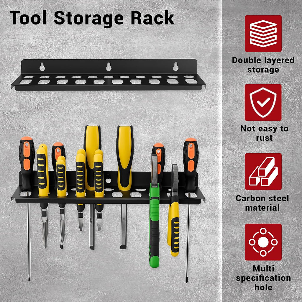 Screwdriver Plier Wrench Organizer，Wall Mount Metal Tool Storage Rack Wrench Screwdriver Organizer Small Hammer Hand