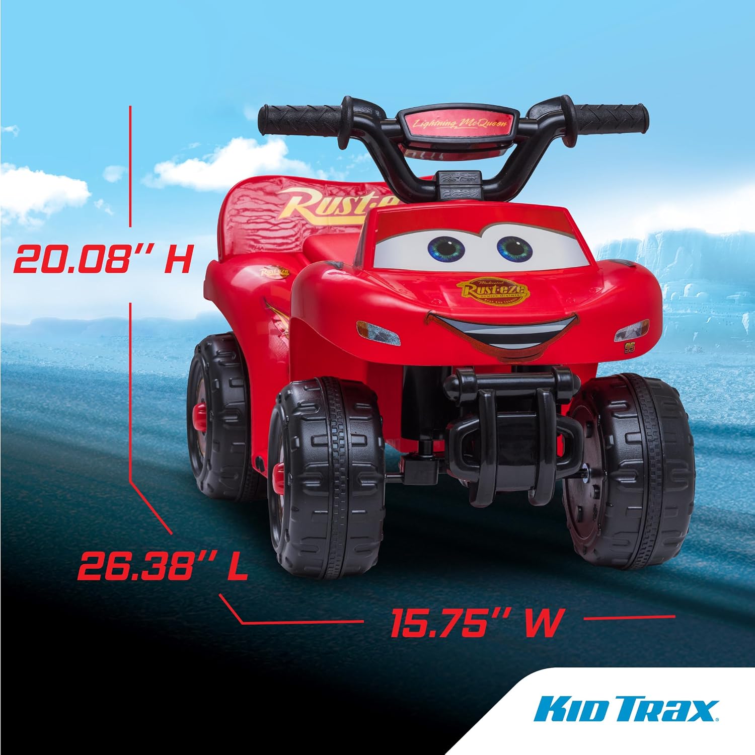 Toddler Disney Cars Quad Ride On Toy, Kids 1.5-3 Years Old, 6 Volt Battery and Charger Included, Max Weight 45 lbs