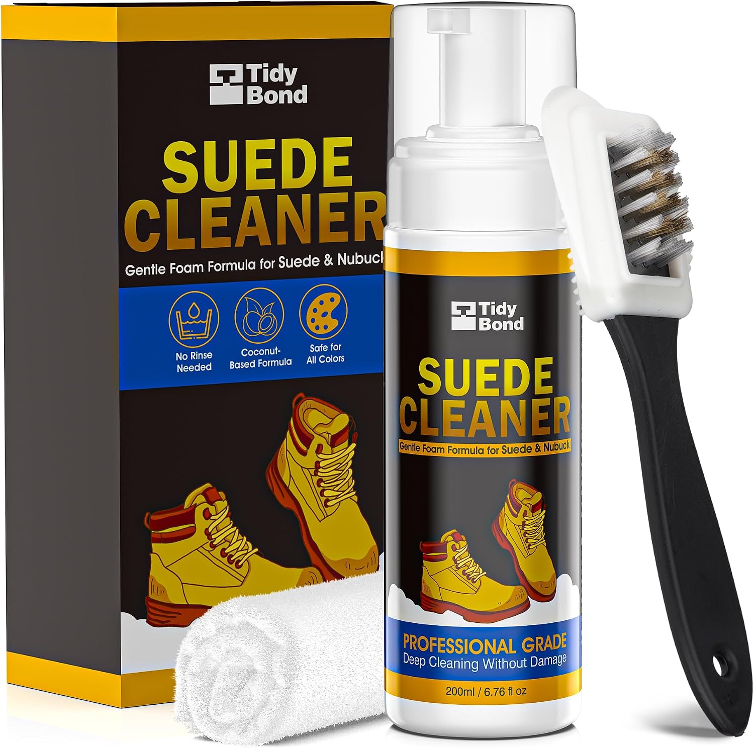 Suede Cleaner, Suede & Nubuck Shoe Cleaner Foam Spray Kit, Removes Stains | Restores Nap, Color-Safe Rich Foam, 6.76