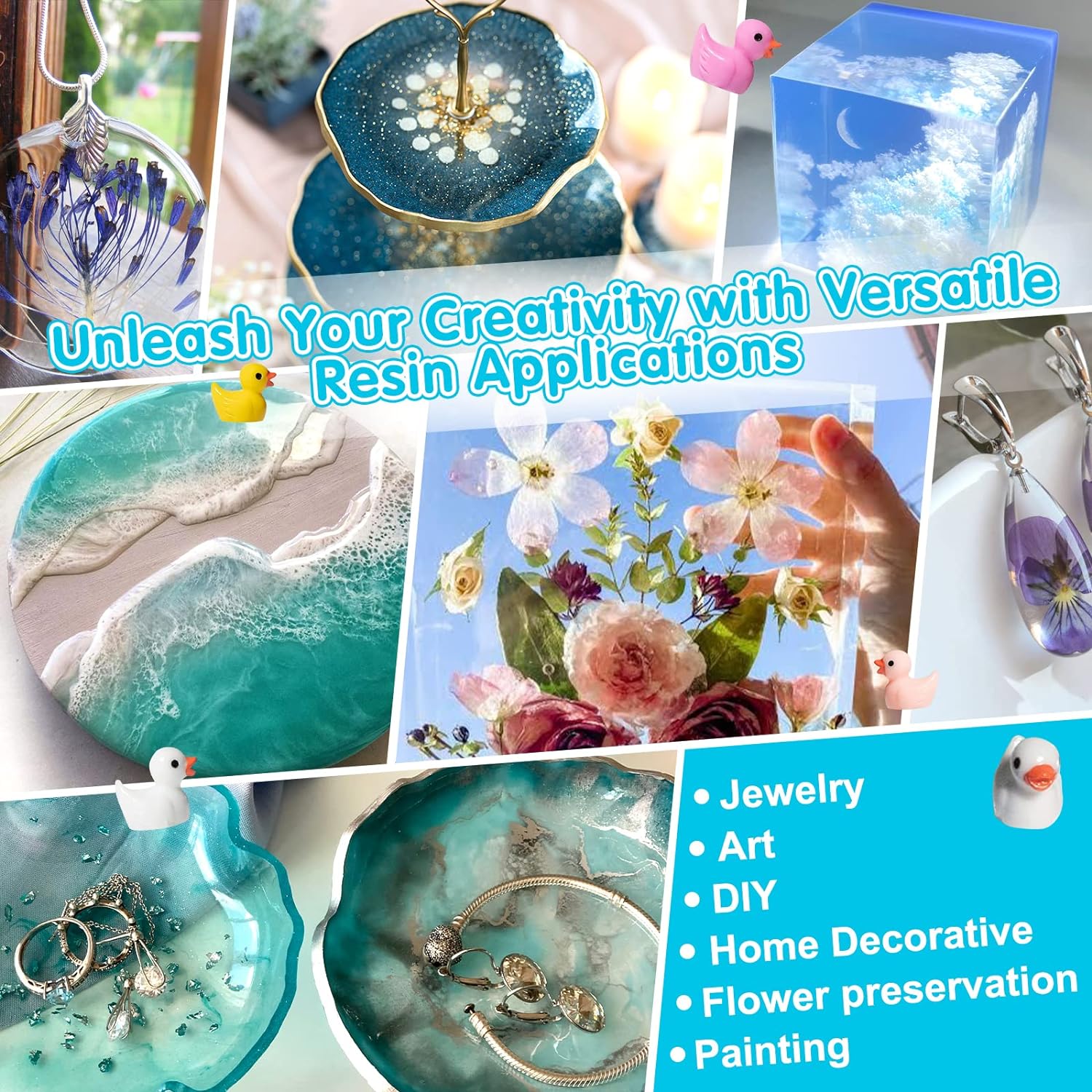 Epoxy Resin Crystal Clear: 64OZ Epoxy Resin kit Fast Curing Heat Resistant for Casting Coating Art DIY Craft Jewelry