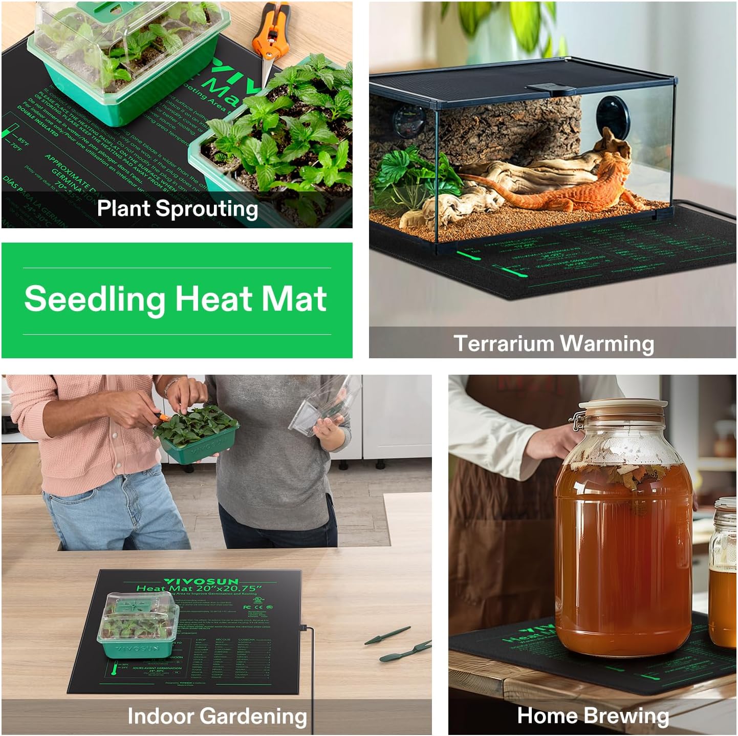 Durable Waterproof Seedling Heat Mat 20" x 20.75" UL & MET-Certified Warm Hydroponic Heating Pad for Germination