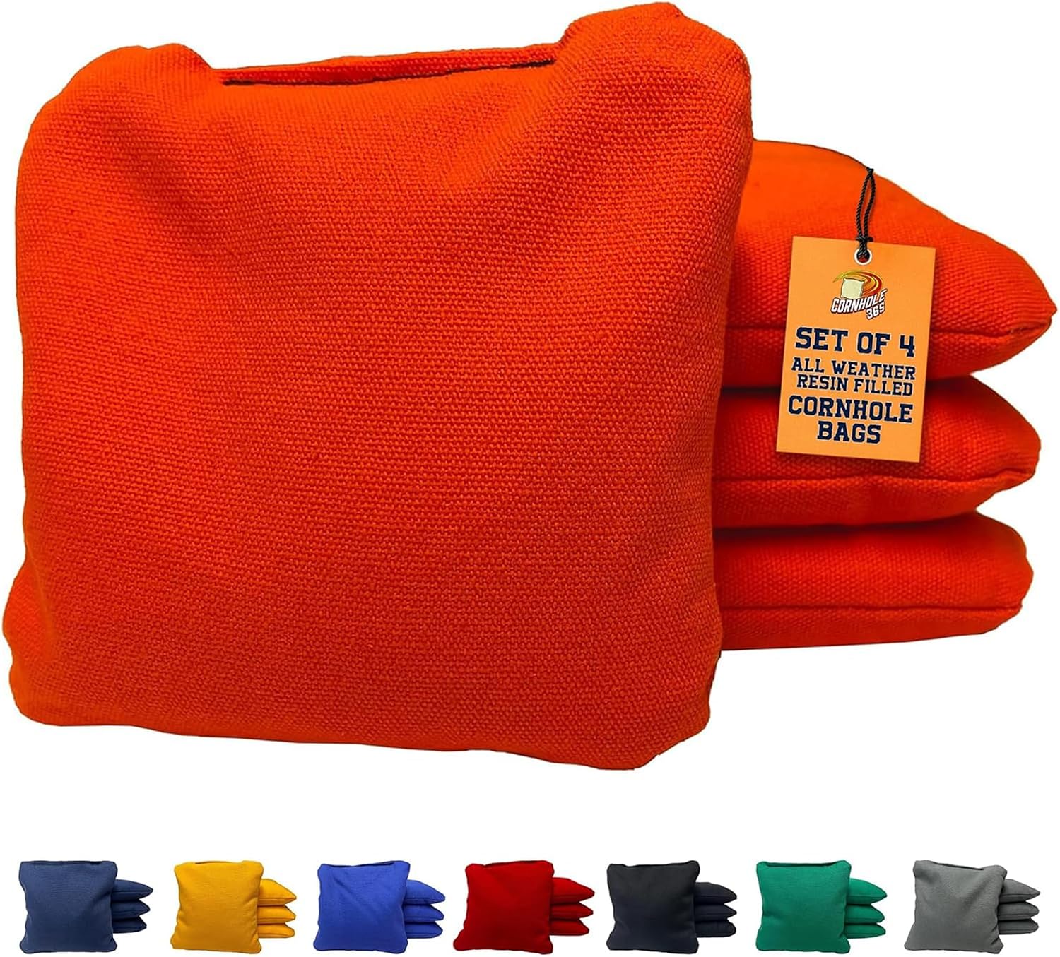 All Weather Cornhole Bags - 6"x6" Premium Plastic Pellet Resin-Filled, Weather-Resistant, Solid Color Duck Cloth
