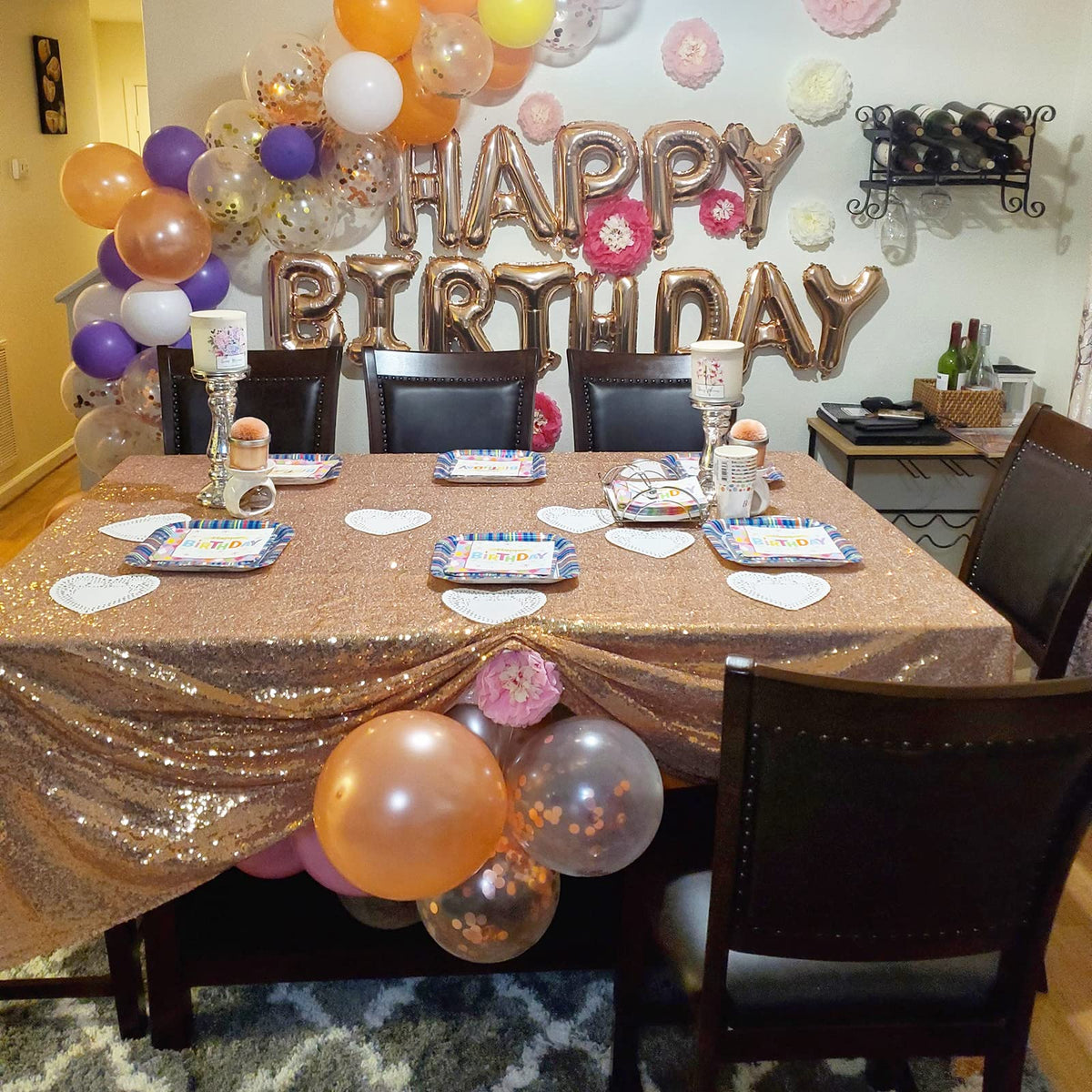 Champagne Sequin Tablecloth 90''x132''