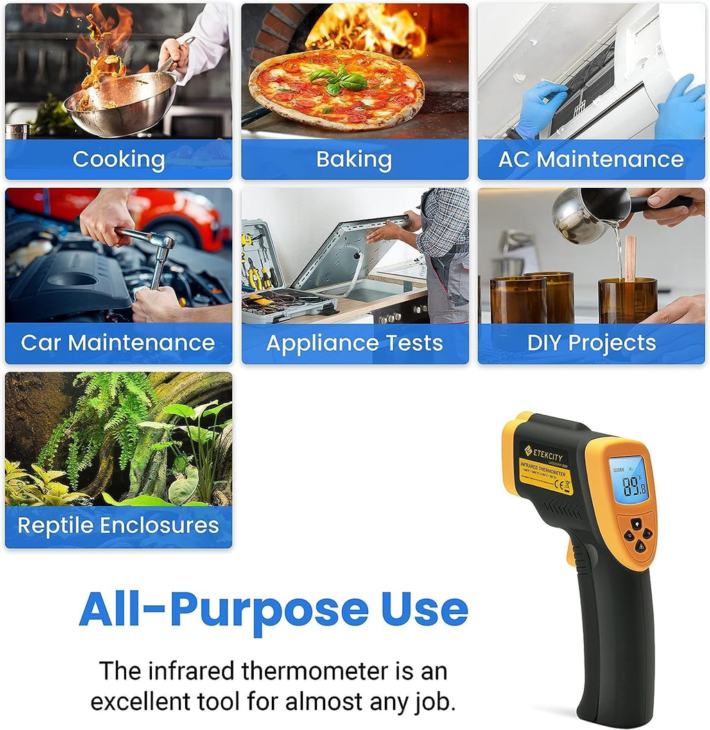 Infrared Thermometer Laser Temperature Gun, -58℉~1382℉, D:S 16:1