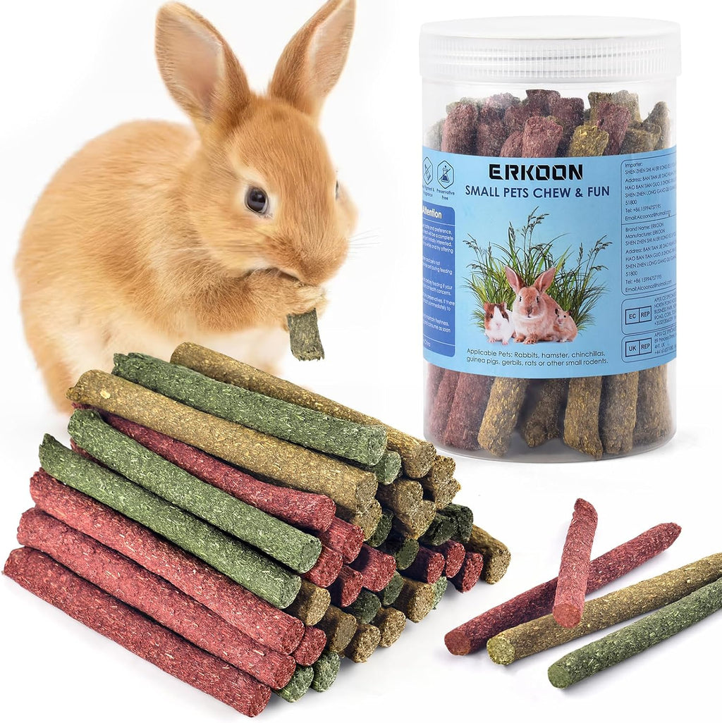 38Pcs Rabbit Chew Toys Timothy Hay Sticks, Guinea Pig Toys for Teeth Natural Molar Sticks Rabbits Treats for Bunnies