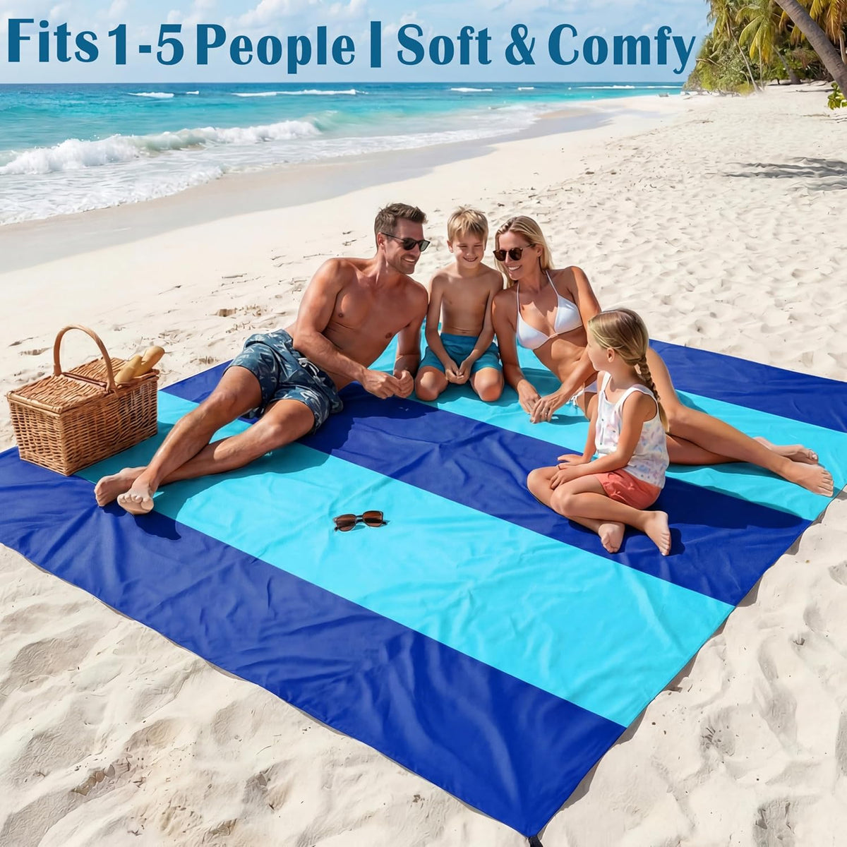 Beach Blanket Waterproof Sandproof 78''X81''/10'X9' Oversized Big Blanket | Sand Free Large Blanket for