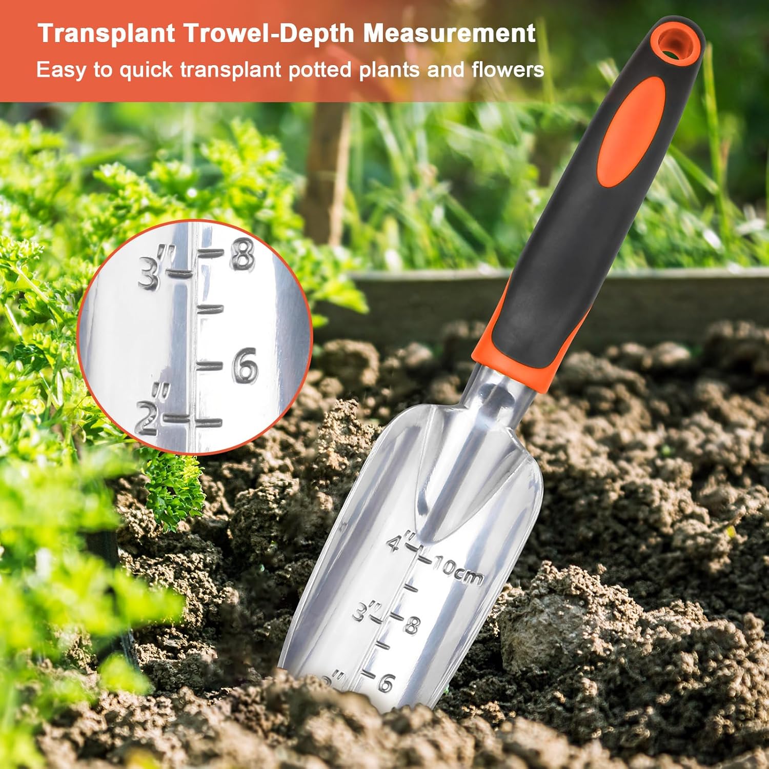 Garden Tools Set, 3 Pack Heavy Duty Gardening Tools Set Include Garden Shovel, Transplant Trowel and Hand Rake with