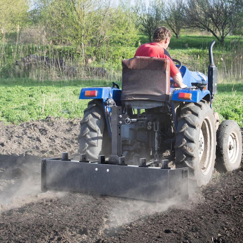 55" Box Blade Tractor Attachment, Scarifier Shank for CAT1/0 | 55" Garden Lawn Mower Tractor Box Blade Fit for