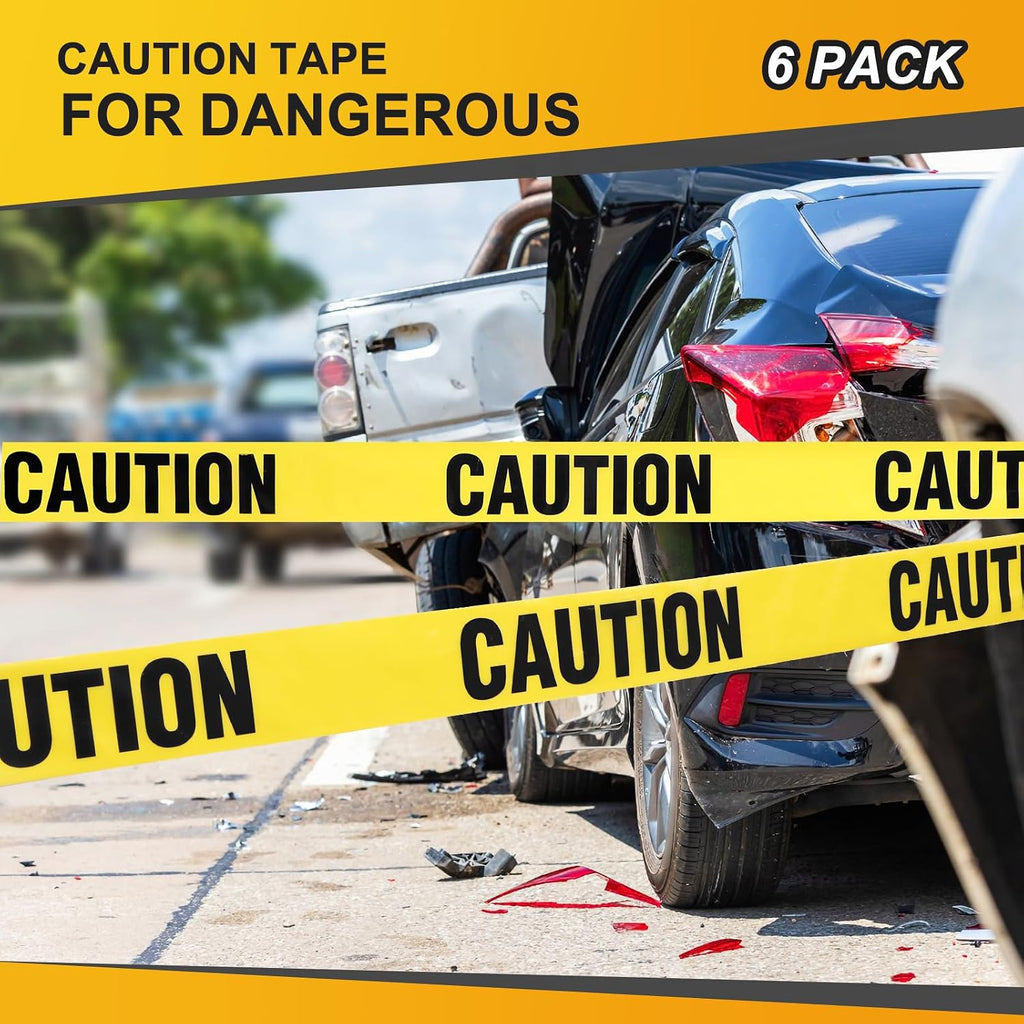 6 Pcs Caution Tape,3" x1000ft,Yellow | Safety Barrier Tape for Construction and Hazardous Zones, Bold Do Not Enter