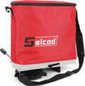 25 lb Bag Seed Spreader, Handheld Broadcast Fertilizer Spreader, Red | Waterproof Bag, Enclosed Gears, Rear Baffle
