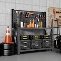 Heavy Duty Workbench with Pegboard, Garage Tool Storage Table | Adjustable metal tool work stand, heavy duty storage