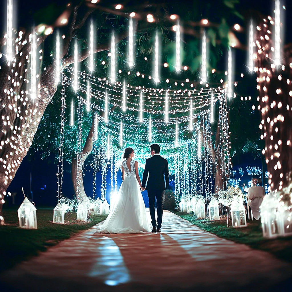 Christmas Lights Outdoor, 24 Tubes Meteor Shower Lights for Xmas Decoration | Equal to 3 Sets of 8-Tubes, Waterproof