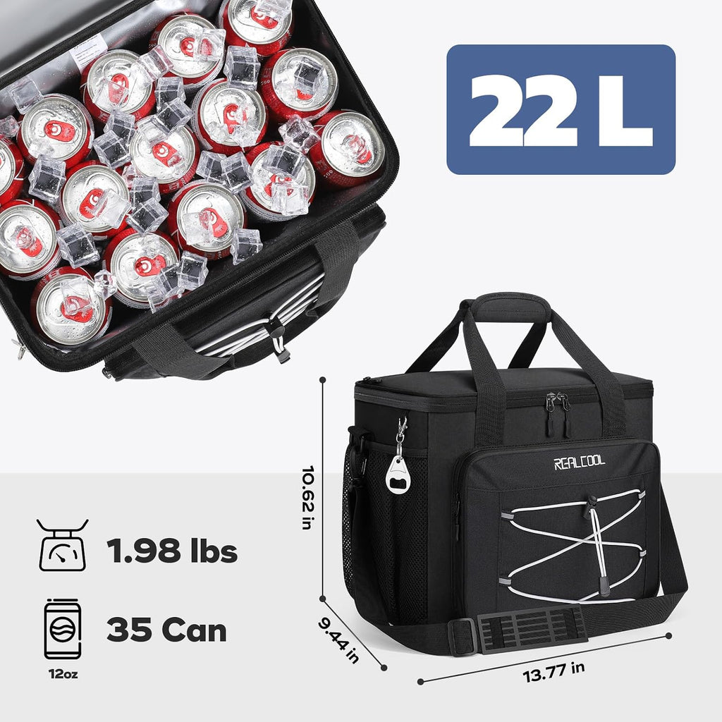 35/45 Can Collapsible Soft Cooler Bag, Leakproof Ice Chest | 24h Cold (With Ice), Multi-Pockets, 5-Layer