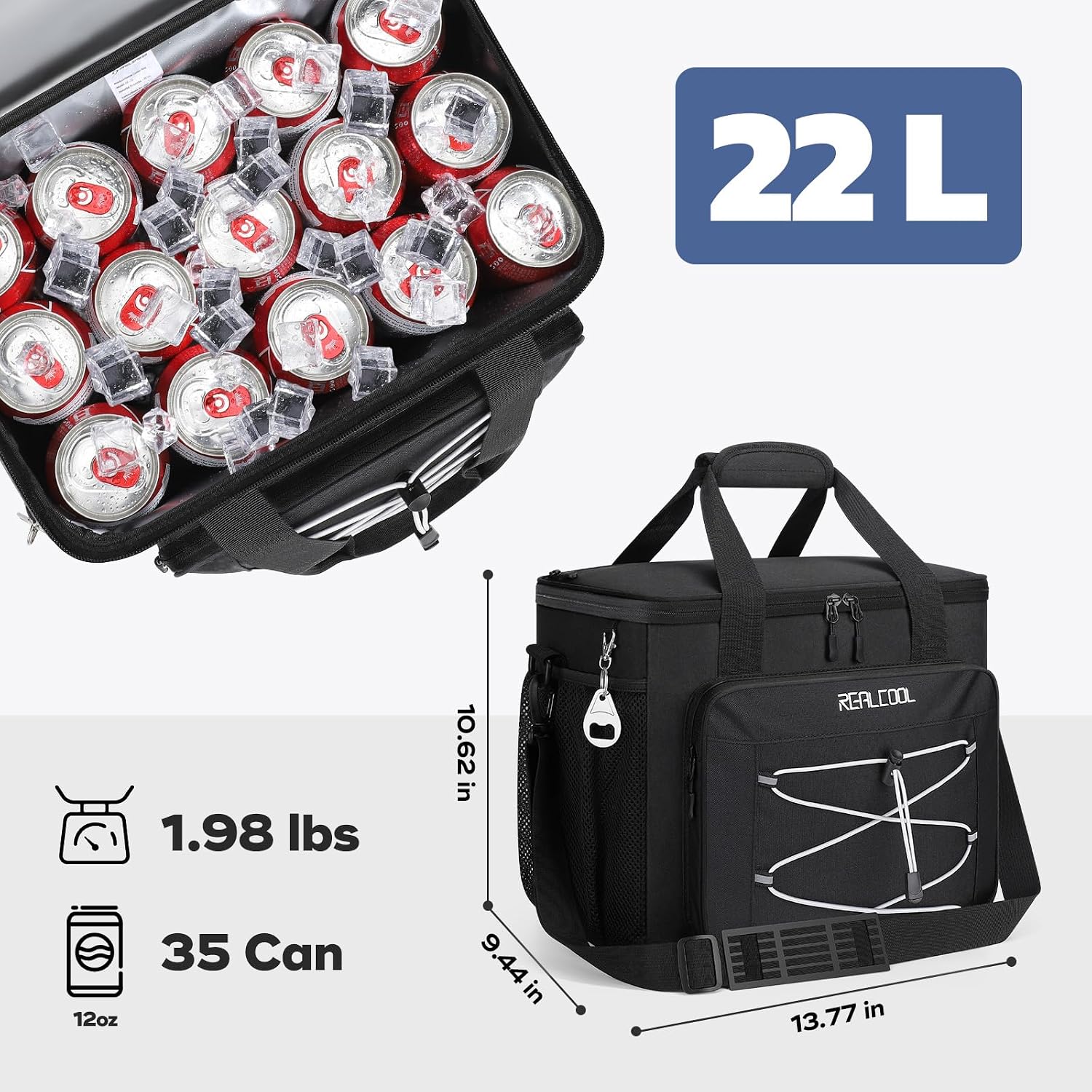 35/45 Can Collapsible Soft Cooler Bag, Leakproof Ice Chest | 24h Cold (With Ice), Multi-Pockets, 5-Layer