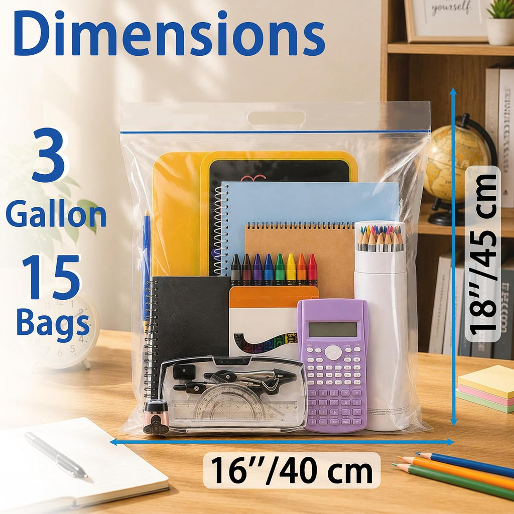 3 Gallon Extra Large Zipper Bag, Clear Plastic Zip Bag