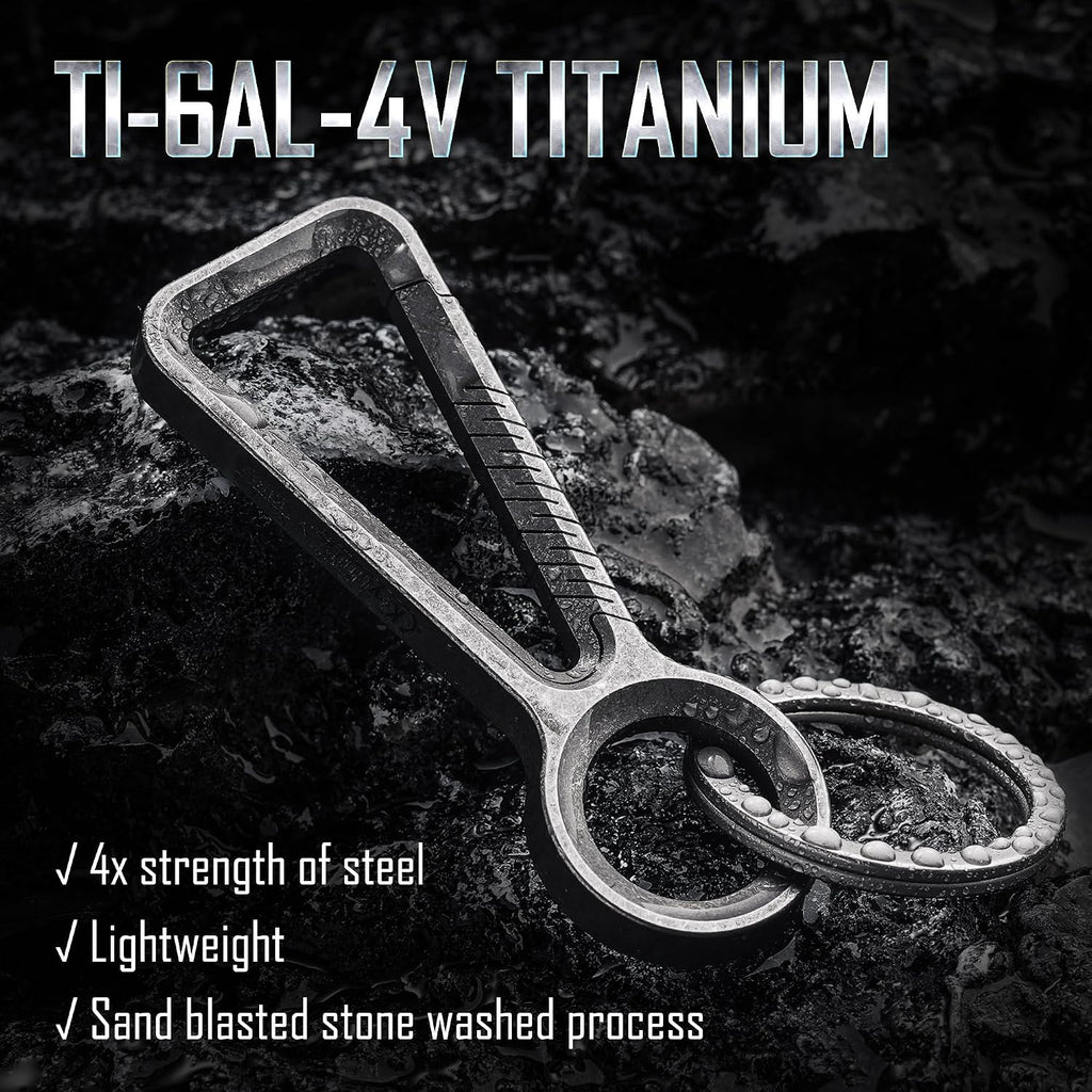 KM01 Titanium EDC Keychain Clip with Bottle Opener | Quick Release Carabiner Key Ring Holder, Compact Pocket Tool
