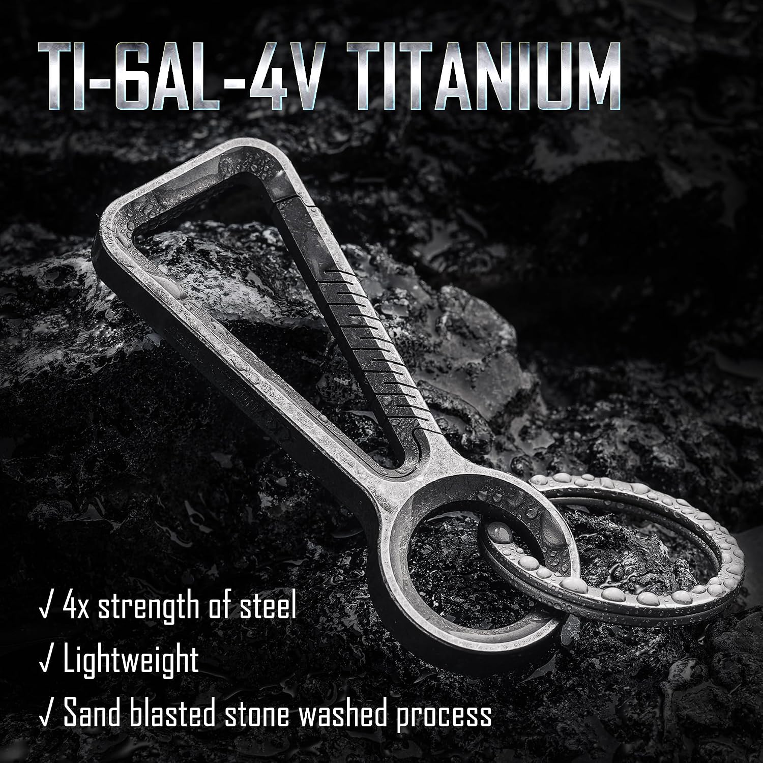 KM01 Titanium EDC Keychain Clip with Bottle Opener | Quick Release Carabiner Key Ring Holder, Compact Pocket Tool