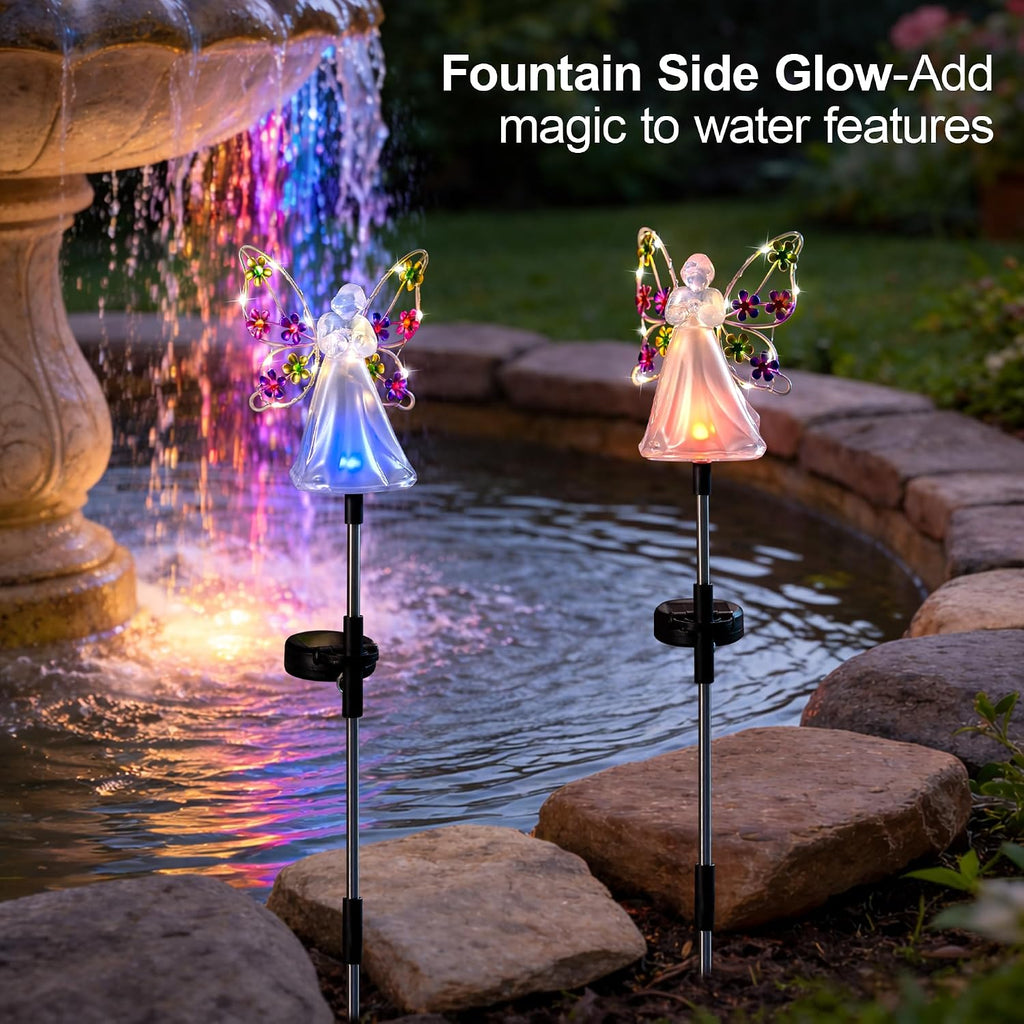Angel Solar Lights for Cemetery Memorial Gift Grave Decorations Solar Angel Stake Lights Outdoor Waterproof Garden
