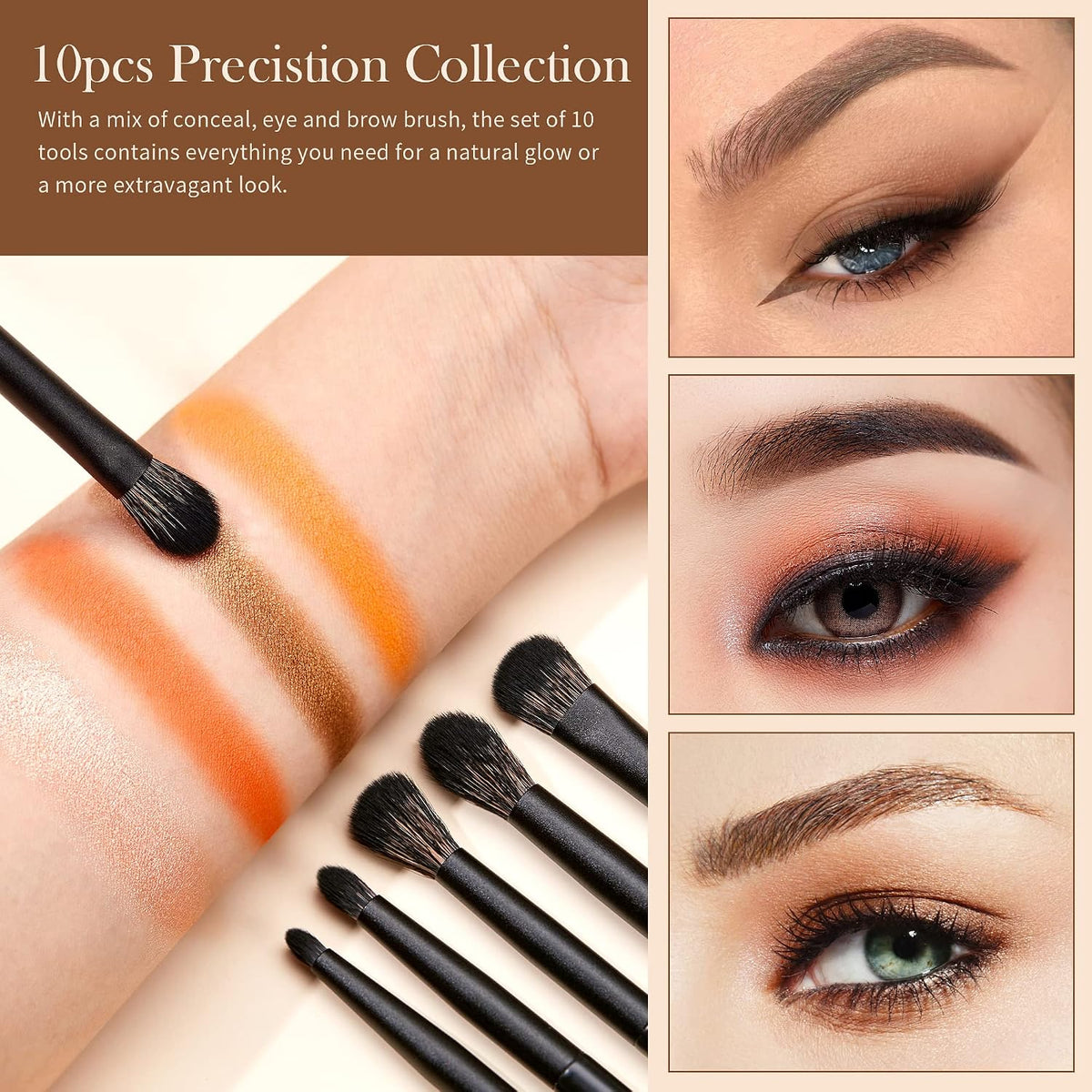 Eyeshadow Brush Set 10pcs Eye Makeup Brushes for Blending T337