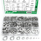 Aienxn 1000PCS Spring Lock Washers Assortment, 304 SS 9 SAE Sizes #4-1/2"