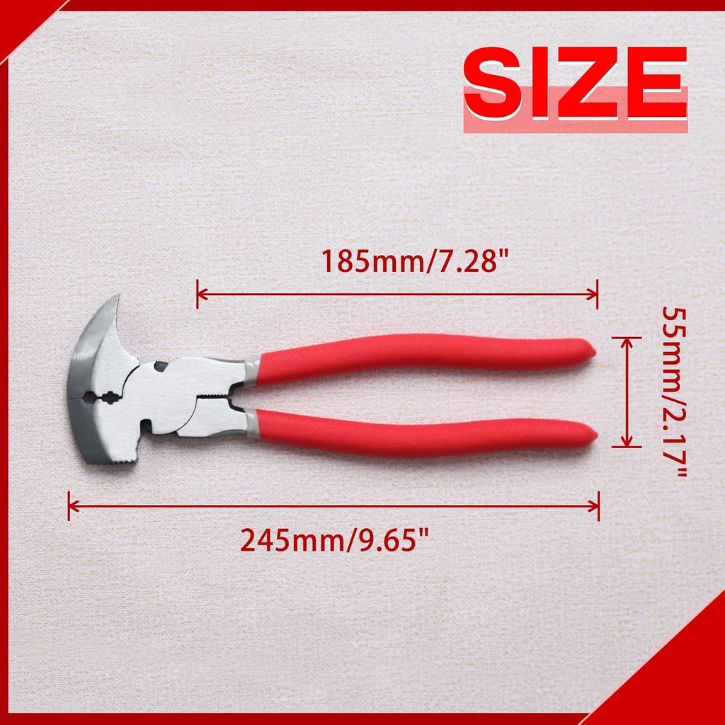 Multi Tool 9.5-Inch Fencing Pliers With Hammer Fence Cutter Nail Puller Wire Cutting Hammer Head Pliers