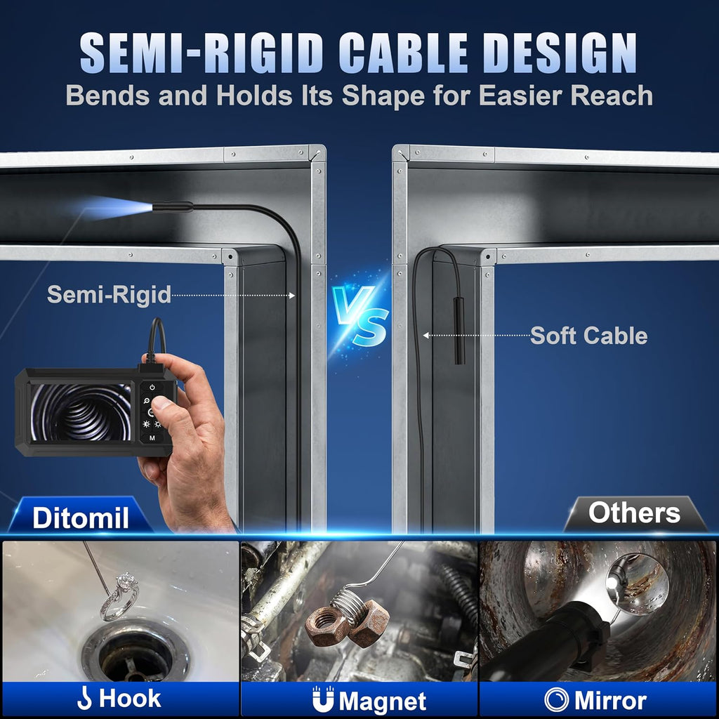 Endoscope Camera with Light, 1080P HD Borescope with 4.3" IPS Screen