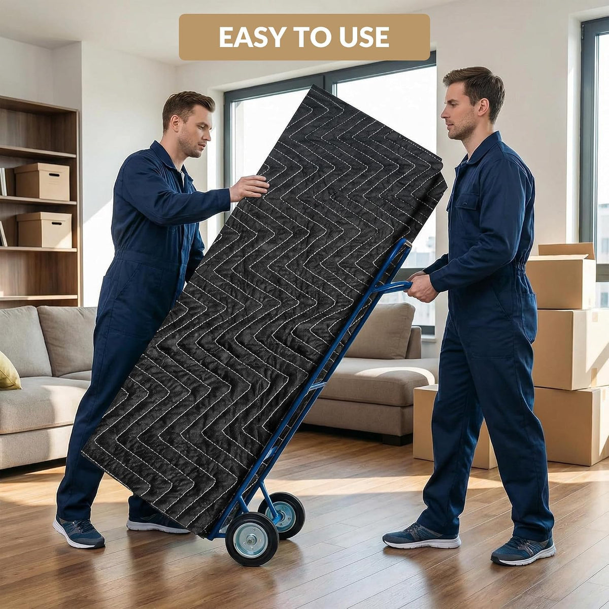 1 Piece Moving Blanket, Black Non-Woven Fabric, 183x203cm, Scratch-Proof, Dust-Proof, Stain-Proof, Cushioning