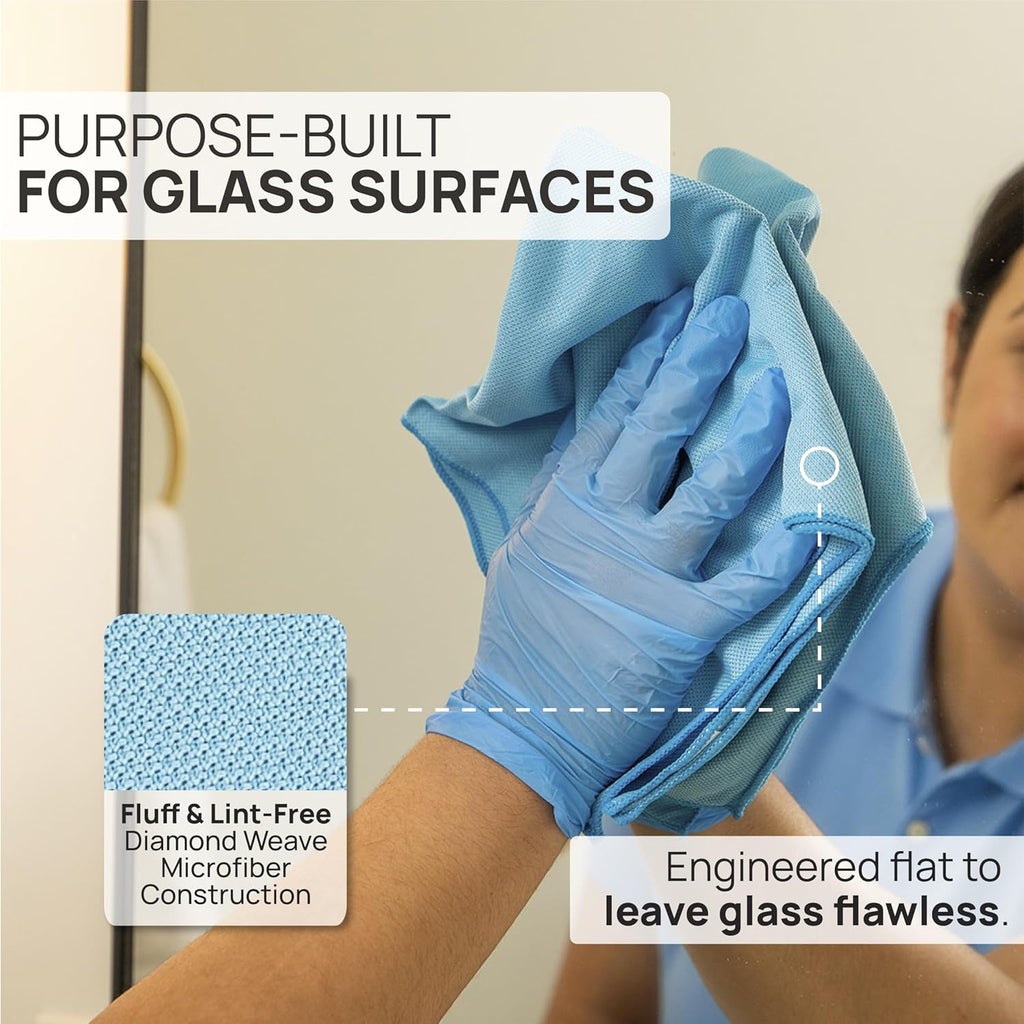 Claro 2 Step Glass Cleaning Cloth 8-Pack – Green Wet & Blue Dry Microfiber Towels Cleaning for Windows, Mirrors &
