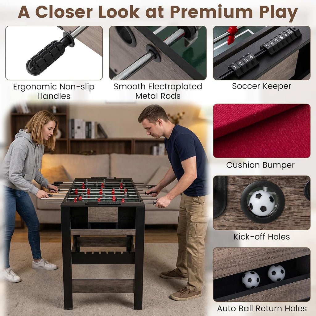 3-in-1 Swivel Game Table, 49'' Combo Game Table with Foosball, Pool Billiards & Table Tennis for Adults, Indoor