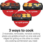 3-in-1 Electric Indoor Grill + Electric Griddle | 180 sq. in. Reversible PFAS-Free Non-Stick Plates | 2 Individual