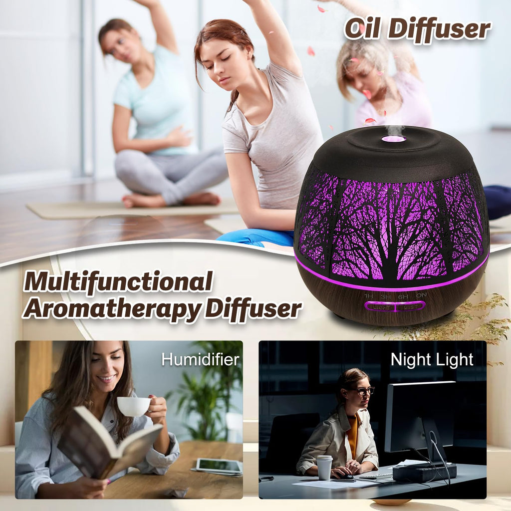 Metal Essential Oil Diffusers for Home, 400ML Quiet Air Diffuser