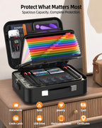 Fireproof Document Box - 8-Layer Hard Shell Fire Proof Safe for Home Documents, Water Resistant File Organizer for