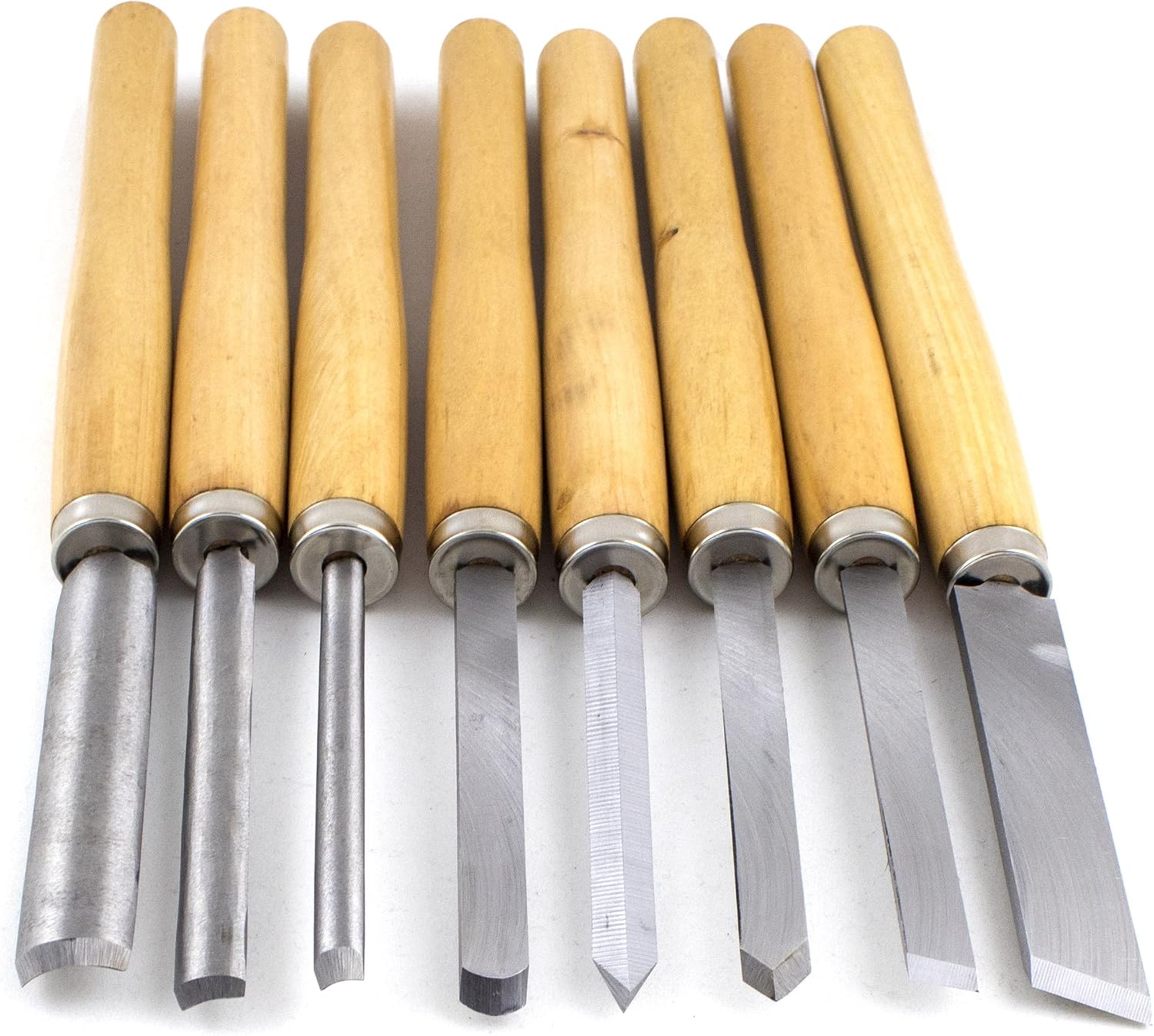 Professional Quality Wood Turning Chisel 8 pcs Set Included Lathes: 2 Skew 1 Spear Point 1 Parting 1 Round Nose & 3