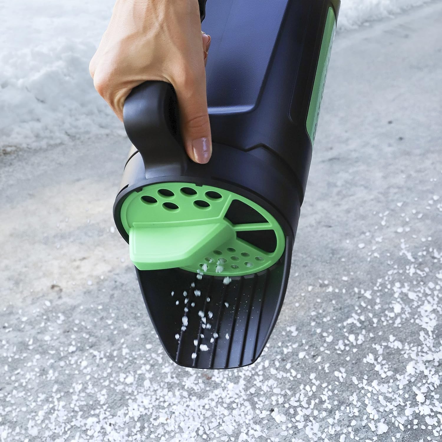 Hand Spreader Shaker for Seed, Salt, De-Icer, Ice Melt, Earth Food and Fertilizer - Multiple Opening Sizes for Any