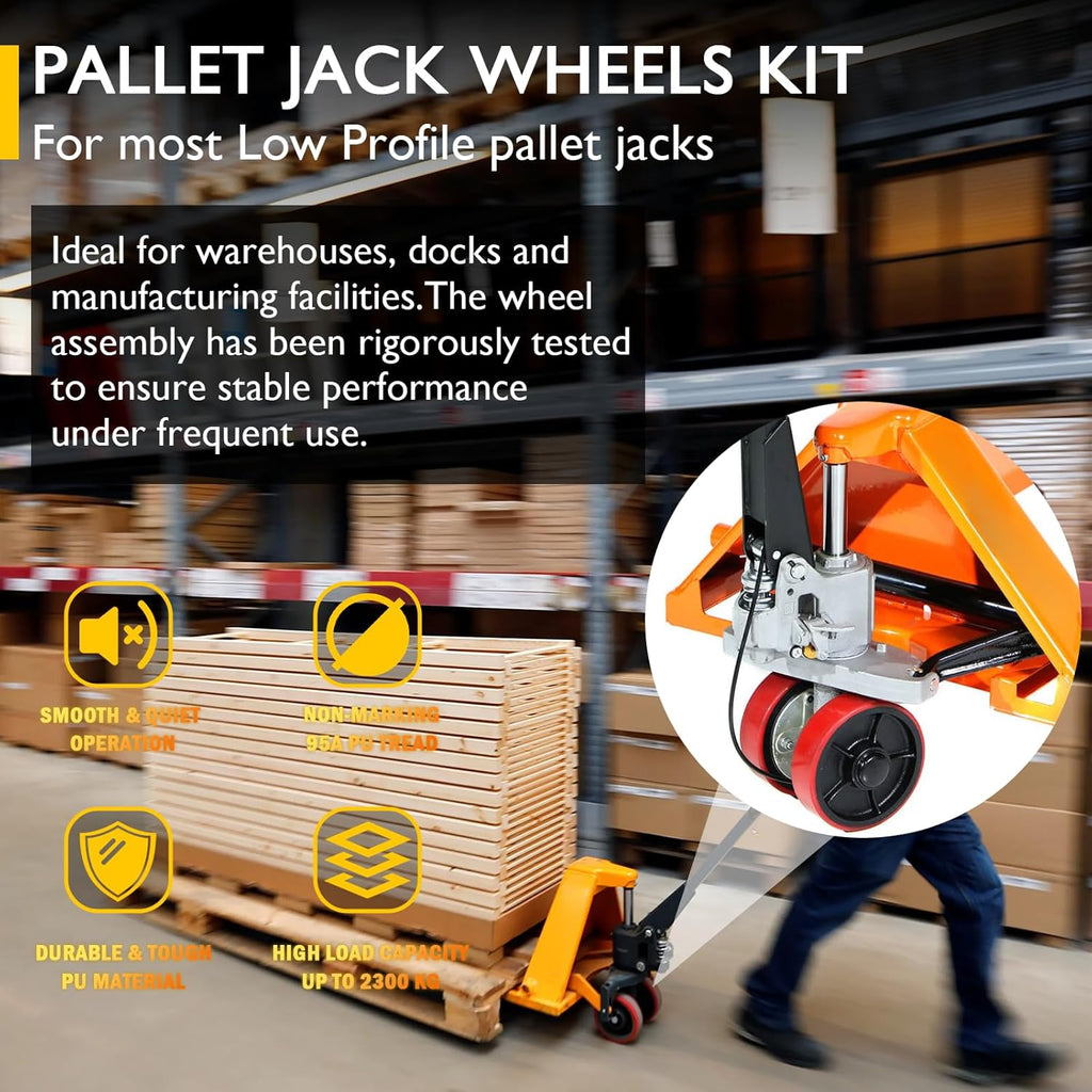 Pallet Jack/Truck Wheels Kit for Most Hand Pallet Jacks- Complete Set! | with Pairs of Steering Wheels 7"x 2", Load