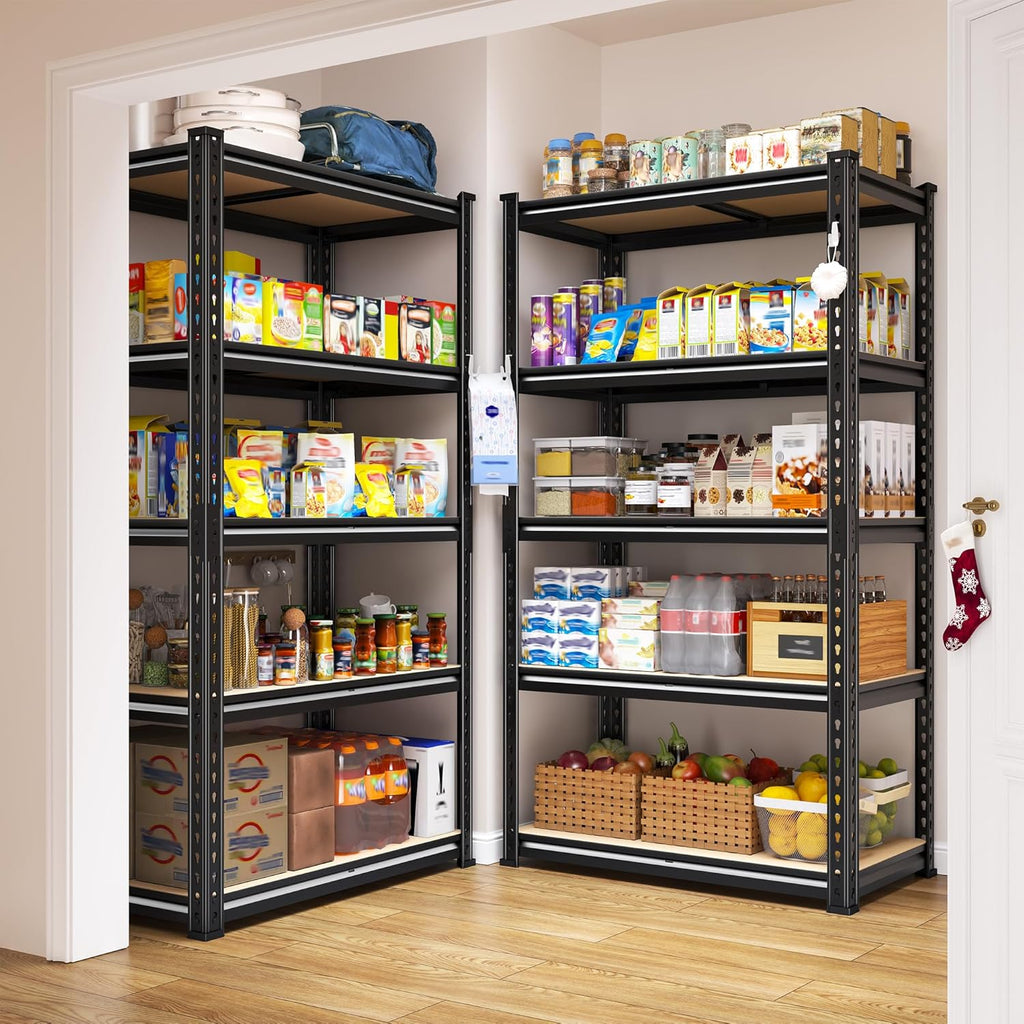 Set of 2 Storage Shelves,5 Tier Garage Shelving Heavy Duty,2000LBS Adjustable Metal Shelf for Commercial