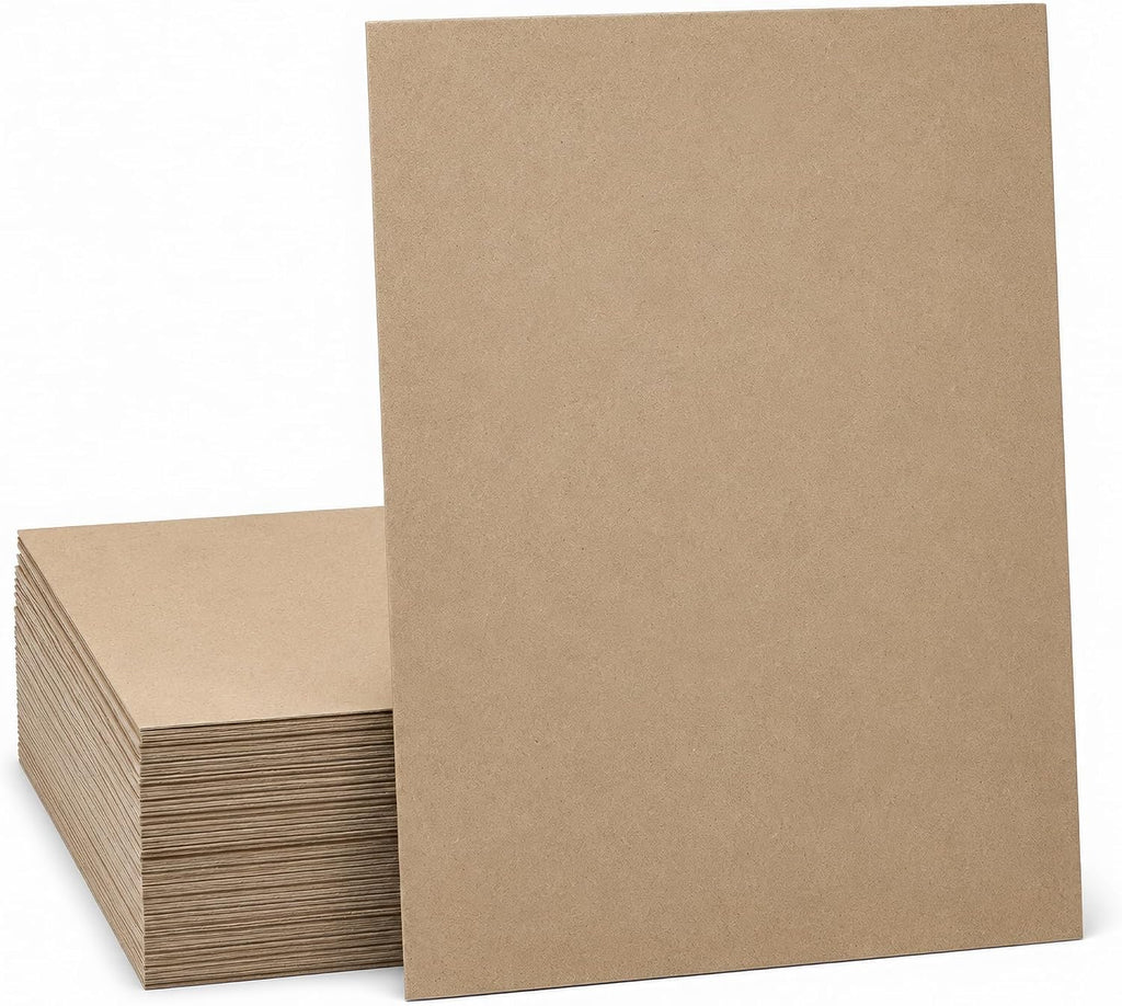 Heavyweight Kraft Chipboard Sheets - Thick 30pt Brown Cardboard Sheets - 100 Pack Chipboard 8.5" x 11" Rigid Chip