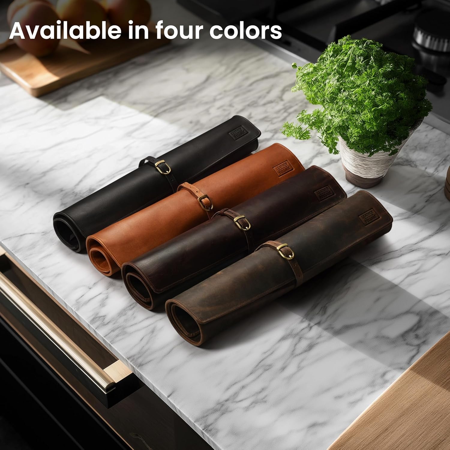 Genuine Leather Knife Roll Bag For Chef Professional-Black | Durable Sheath Holder, Cooks & Culinary Tools Organizer