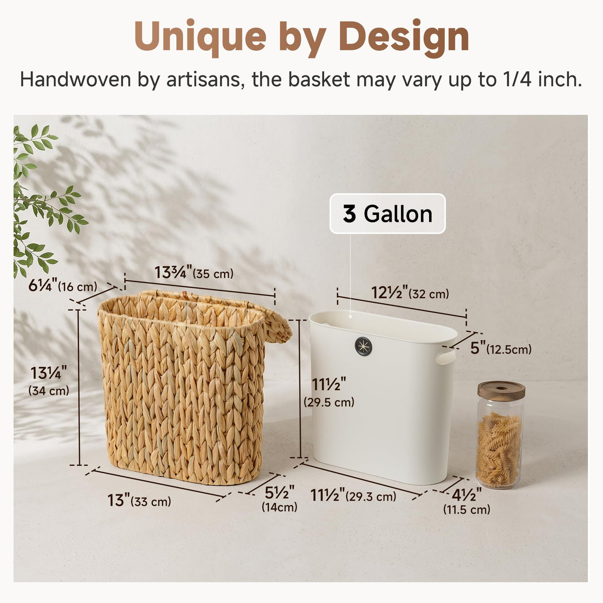 Wicker Bathroom Trash Cans with Removable Liner, Oval